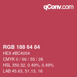 颜色代码: RGB 188 64 84 | qconv.com