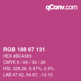 颜色代码: RGB 188 67 131 | qconv.com