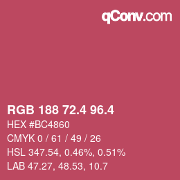 カラーコード: RGB 188 72.4 96.4 | qconv.com