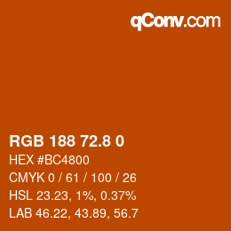 カラーコード: RGB 188 72.8 0 | qconv.com