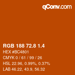 カラーコード: RGB 188 72.8 1.4 | qconv.com