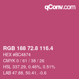 カラーコード: RGB 188 72.8 116.4 | qconv.com