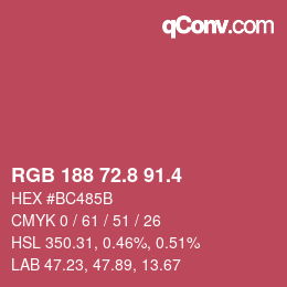 カラーコード: RGB 188 72.8 91.4 | qconv.com