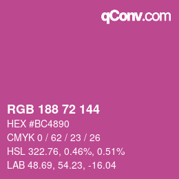 Color code: RGB 188 72 144 | qconv.com