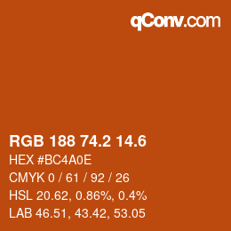 カラーコード: RGB 188 74.2 14.6 | qconv.com