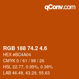 カラーコード: RGB 188 74.2 4.6 | qconv.com