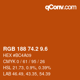カラーコード: RGB 188 74.2 9.6 | qconv.com
