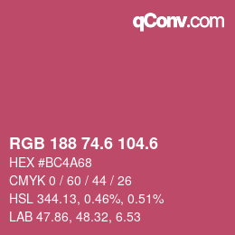 カラーコード: RGB 188 74.6 104.6 | qconv.com