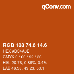 カラーコード: RGB 188 74.6 14.6 | qconv.com