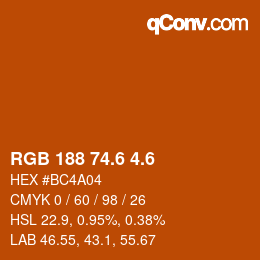 カラーコード: RGB 188 74.6 4.6 | qconv.com