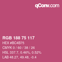 カラーコード: RGB 188 75 117 | qconv.com