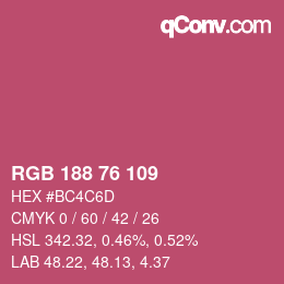 Color code: RGB 188 76 109 | qconv.com