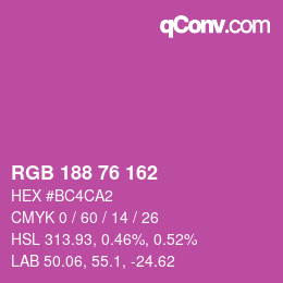 Color code: RGB 188 76 162 | qconv.com