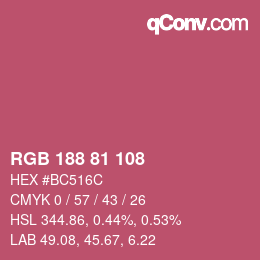 Color code: RGB 188 81 108 | qconv.com