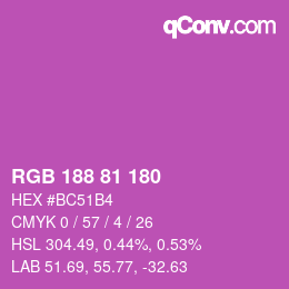 颜色代码: RGB 188 81 180 | qconv.com