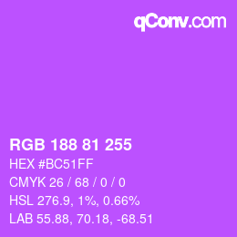 颜色代码: RGB 188 81 255 | qconv.com