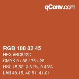 Color code: RGB 188 82 45 | qconv.com