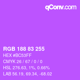 Color code: RGB 188 83 255 | qconv.com
