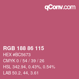 Farbcode: RGB 188 86 115 | qconv.com