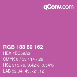 カラーコード: RGB 188 89 162 | qconv.com