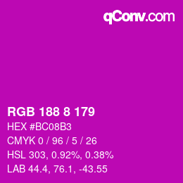 Color code: RGB 188 8 179 | qconv.com