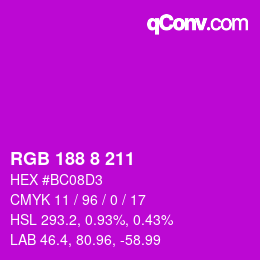 Color code: RGB 188 8 211 | qconv.com