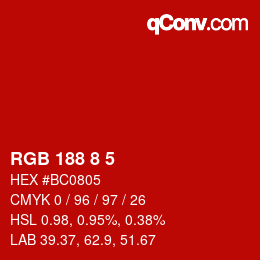 カラーコード: RGB 188 8 5 | qconv.com