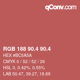 カラーコード: RGB 188 90.4 90.4 | qconv.com