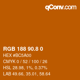 カラーコード: RGB 188 90.8 0 | qconv.com