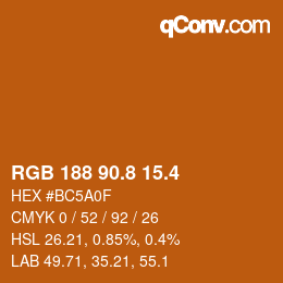 カラーコード: RGB 188 90.8 15.4 | qconv.com