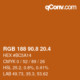 カラーコード: RGB 188 90.8 20.4 | qconv.com