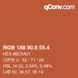 カラーコード: RGB 188 90.8 55.4 | qconv.com