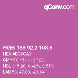 カラーコード: RGB 188 92.2 163.6 | qconv.com