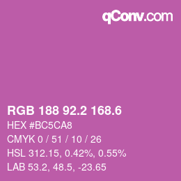 カラーコード: RGB 188 92.2 168.6 | qconv.com