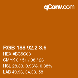 カラーコード: RGB 188 92.2 3.6 | qconv.com