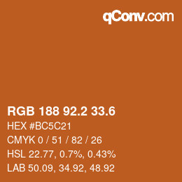 カラーコード: RGB 188 92.2 33.6 | qconv.com