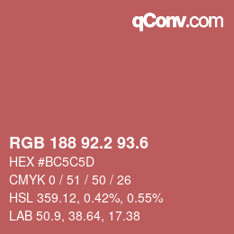 カラーコード: RGB 188 92.2 93.6 | qconv.com
