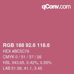 カラーコード: RGB 188 92.6 118.6 | qconv.com
