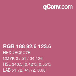 カラーコード: RGB 188 92.6 123.6 | qconv.com