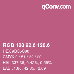 カラーコード: RGB 188 92.6 128.6 | qconv.com