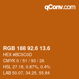 カラーコード: RGB 188 92.6 13.6 | qconv.com