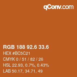 カラーコード: RGB 188 92.6 33.6 | qconv.com