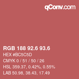カラーコード: RGB 188 92.6 93.6 | qconv.com