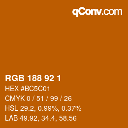 颜色代码: RGB 188 92 1 | qconv.com