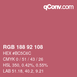 颜色代码: RGB 188 92 108 | qconv.com