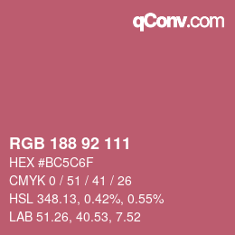 カラーコード: RGB 188 92 111 | qconv.com