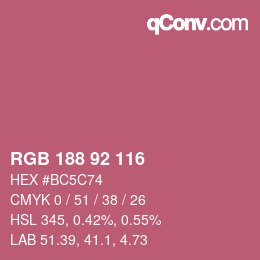カラーコード: RGB 188 92 116 | qconv.com
