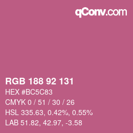 颜色代码: RGB 188 92 131 | qconv.com