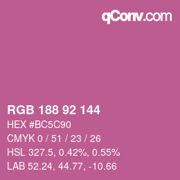 カラーコード: RGB 188 92 144 | qconv.com