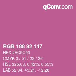 颜色代码: RGB 188 92 147 | qconv.com